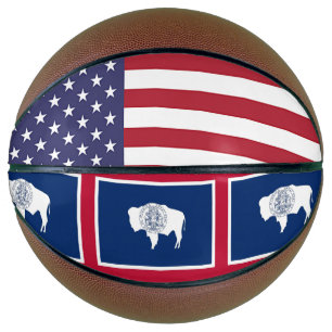 Fullsize Basketball with Flag of Wyoming State