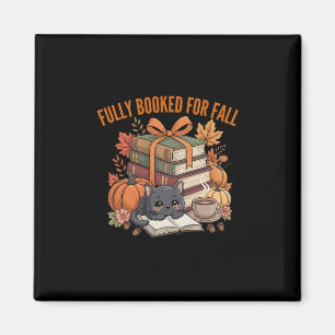 Fully Booked For Fall Pumpkin Cat Reading Books Au Magnet