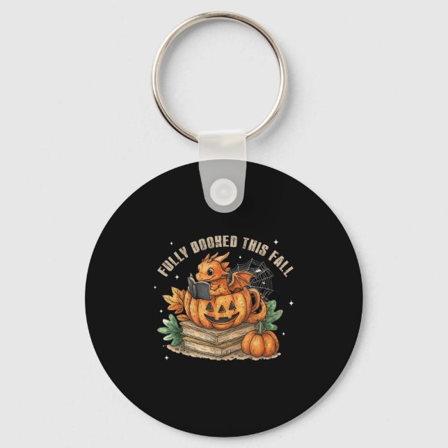 Fully Booked This Fall Bookworm Dragon Autumn Read Key Ring (Front)