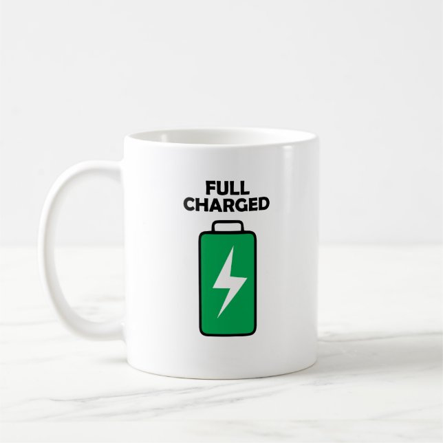 Fully Charged Coffee Mug – A Fun Gift for Dad mum (Left)