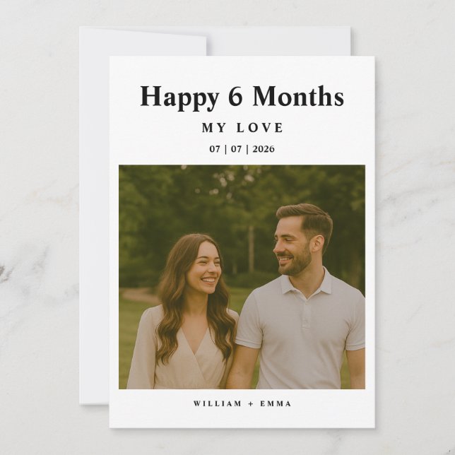 Fully Custom 6 Month Anniversary Card for Couple (Front)
