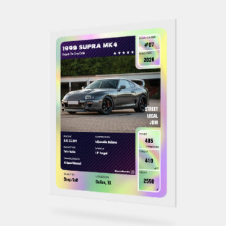 Fully Custom Car Show spec Trading card style Acrylic Sign