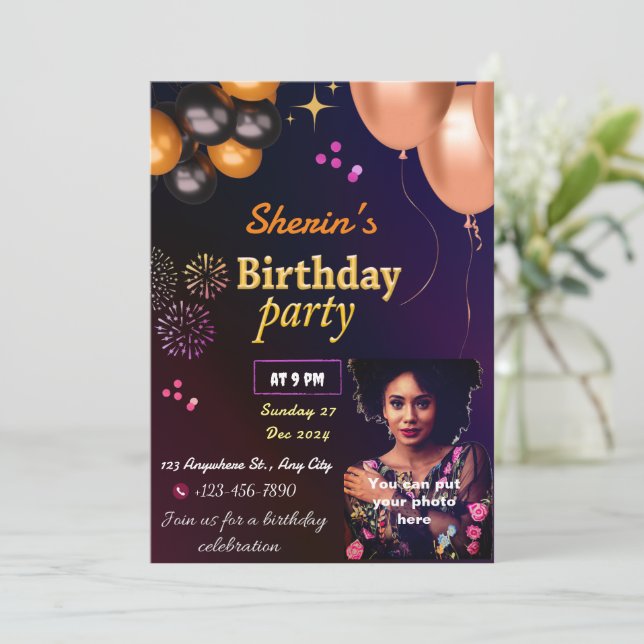 Fully Customisable Birthday Invitation (Standing Front)