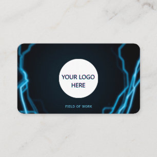Fully Customisable Black & Blue Lightning Business Card