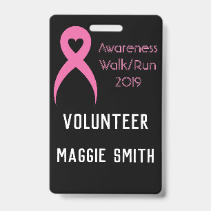 Fully Customisable Breast Cancer badge ID Badge