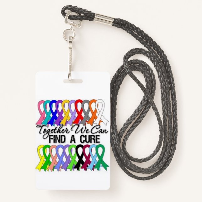 Fully Customisable Cancer Ribbons badge ID Badge (Back with Lanyard)