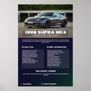 Fully customisable Car Show Spec Board Poster