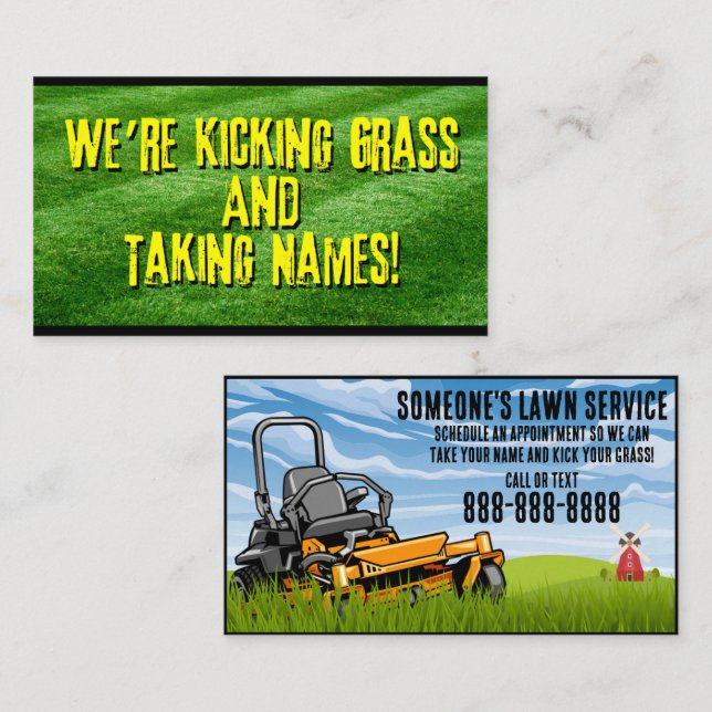 Fully Customisable Humourous Lawn Service Business Card (Front/Back)