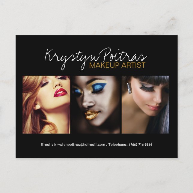 Fully Customisable Makeup Artist Comp Card (Front)