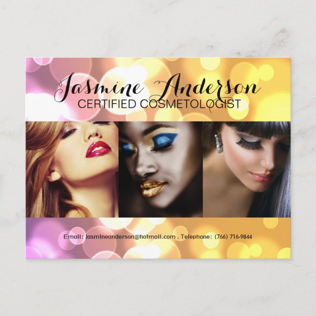Fully Customisable Makeup Artist Comp Card (Front)