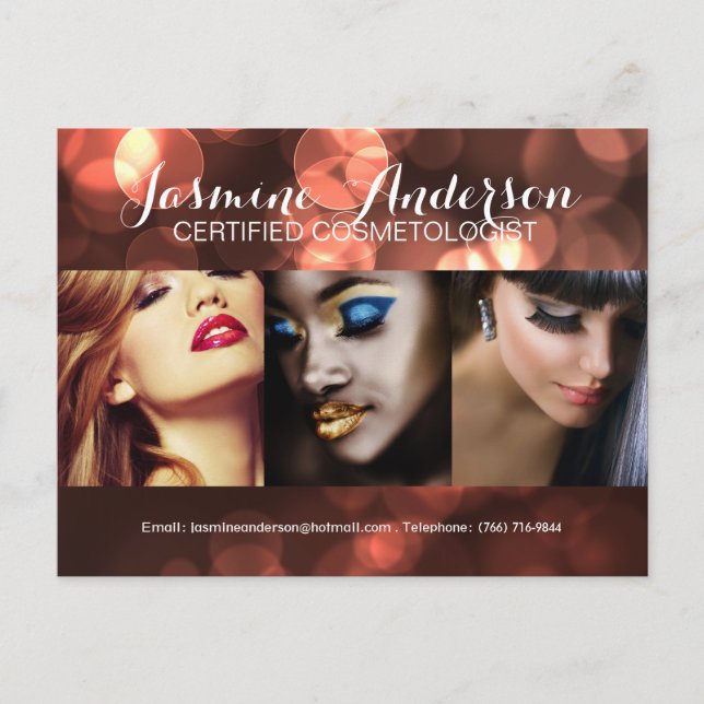 Fully Customisable Makeup Artist Comp Card (Front)