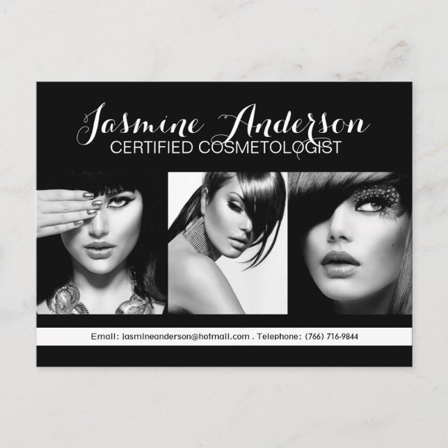 Fully Customisable Makeup Artist Comp Card (Front)