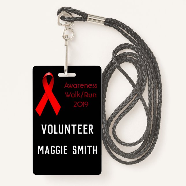 Fully Customisable Volunteer badge ID Badge (Front with Lanyard)