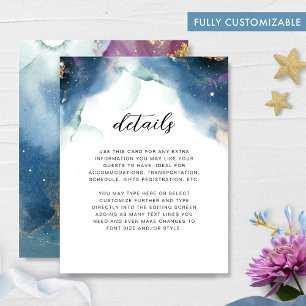 Fully Customisable Wedding Details Celestial Enclosure Card