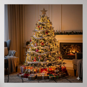 Fully Decorated Christmas Tree Poster