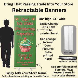 Fully Editable Christmas Cupcakes for Cake Store Retractable Banner
