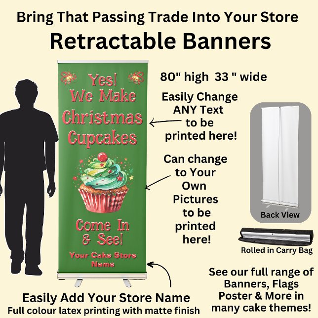 Fully Editable Christmas Cupcakes for Cake Store  Retractable Banner (Creator Uploaded)