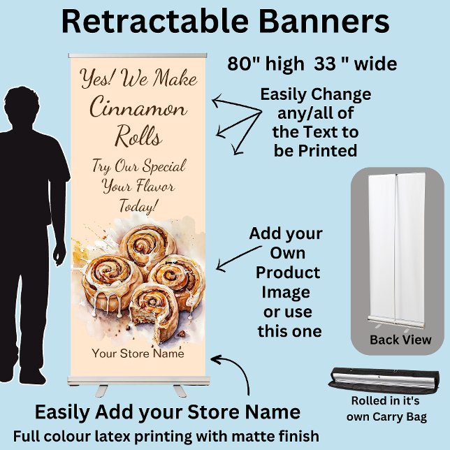 Fully Editable Cinnamon Rolls for Cake Store Retractable Banner (Creator Uploaded)