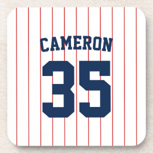 Fully Editable Colors Baseball Jersey Stripes Name Coaster
