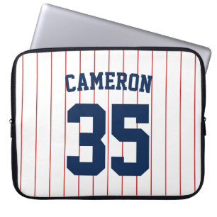 Fully Editable Colors Baseball Jersey Stripes Name Laptop Sleeve