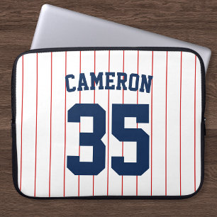 Fully Editable Colors Baseball Jersey Stripes Name Laptop Sleeve
