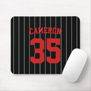 Fully Editable Colors Baseball Jersey Stripes Name Mouse Mat