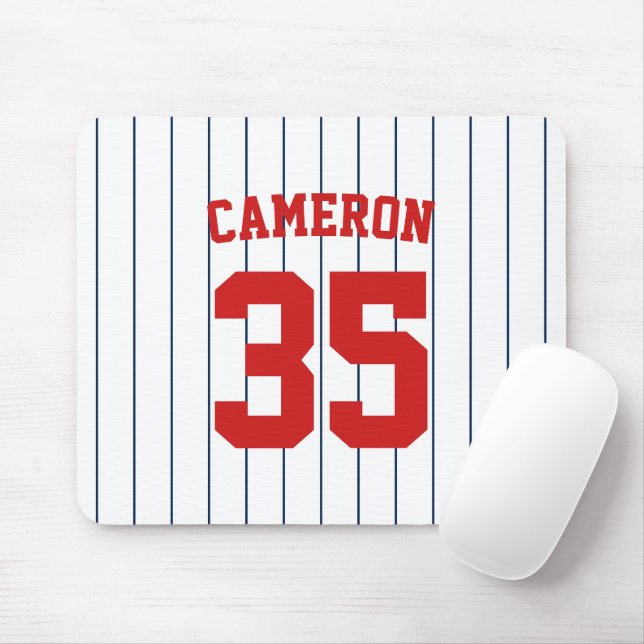 Fully Editable Colors Baseball Jersey Stripes Name Mouse Mat (With Mouse)