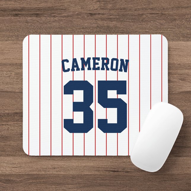 Fully Editable Colors Baseball Jersey Stripes Name Mouse Mat (Creator Uploaded)