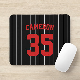 Fully Editable Colors Baseball Jersey Stripes Name Mouse Mat