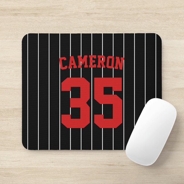 Fully Editable Colors Baseball Jersey Stripes Name Mouse Mat (Creator Uploaded)