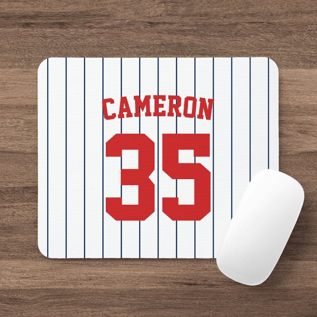Fully Editable Colors Baseball Jersey Stripes Name Mouse Mat (Creator Uploaded)