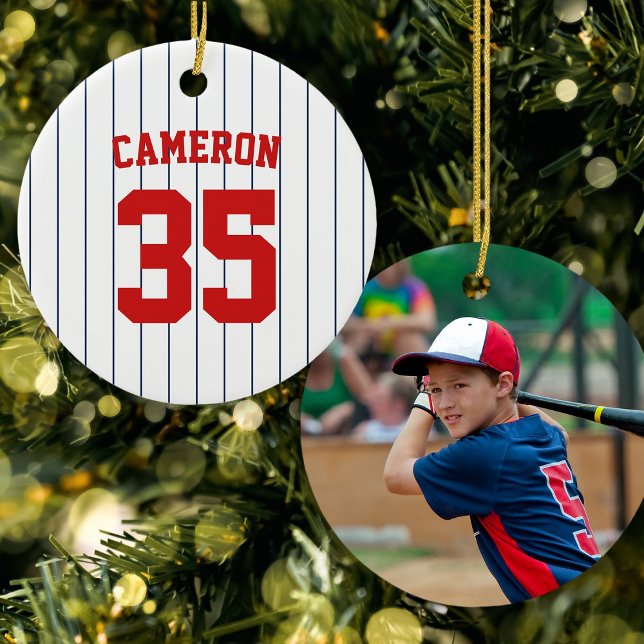 Fully Editable Colours Baseball Jersey Stripes Nam Ceramic Tree Decoration (Creator Uploaded)