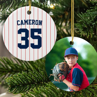 Fully Editable Colours Baseball Jersey Stripes Nam Ceramic Tree Decoration
