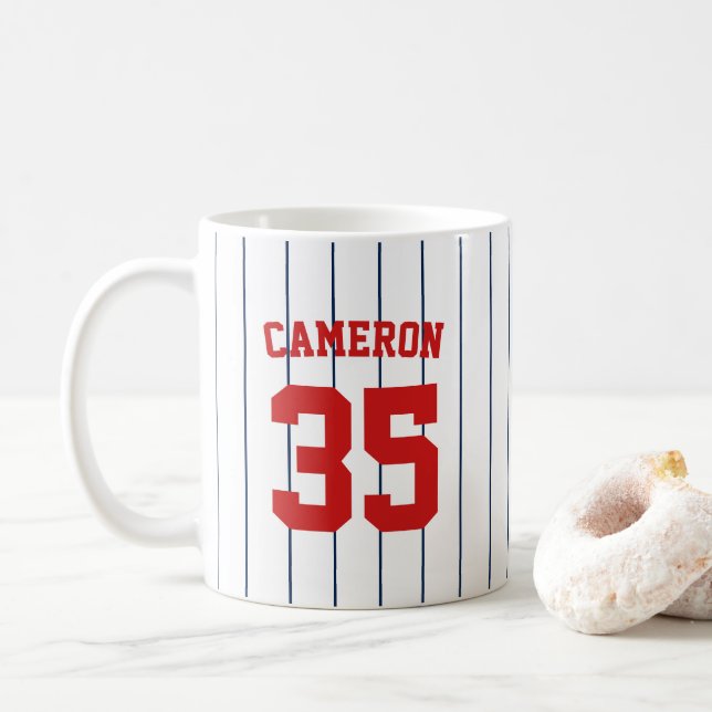 Fully Editable Colours Baseball Jersey Stripes Nam Coffee Mug (With Donut)