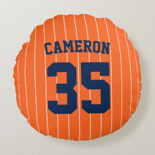 Fully Editable Colours Baseball Jersey Stripes Nam Round Cushion