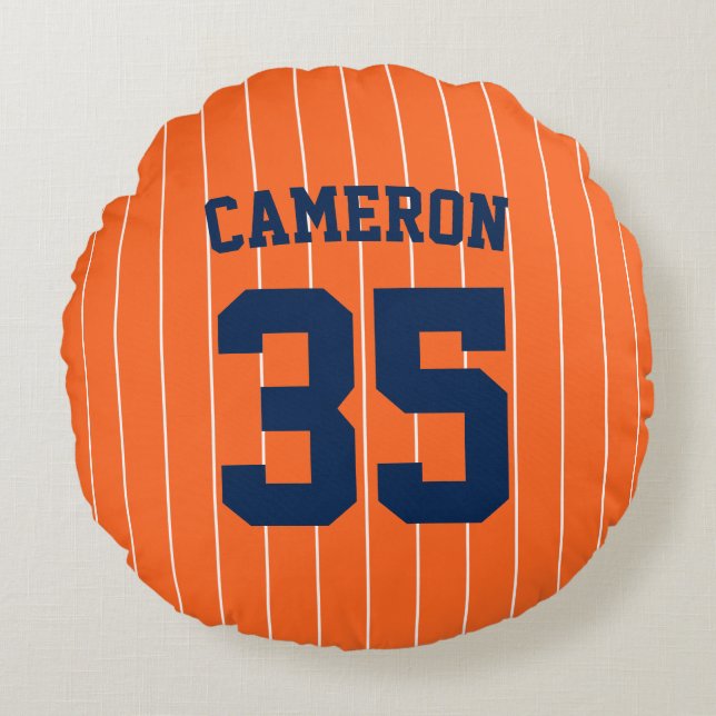 Fully Editable Colours Baseball Jersey Stripes Nam Round Cushion (Front)