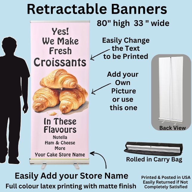 Fully Editable Croissants for Cake Store  Retractable Banner (Creator Uploaded)