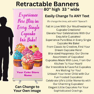 Fully Editable Cupcake Phrase & Cake Store Name Retractable Banner