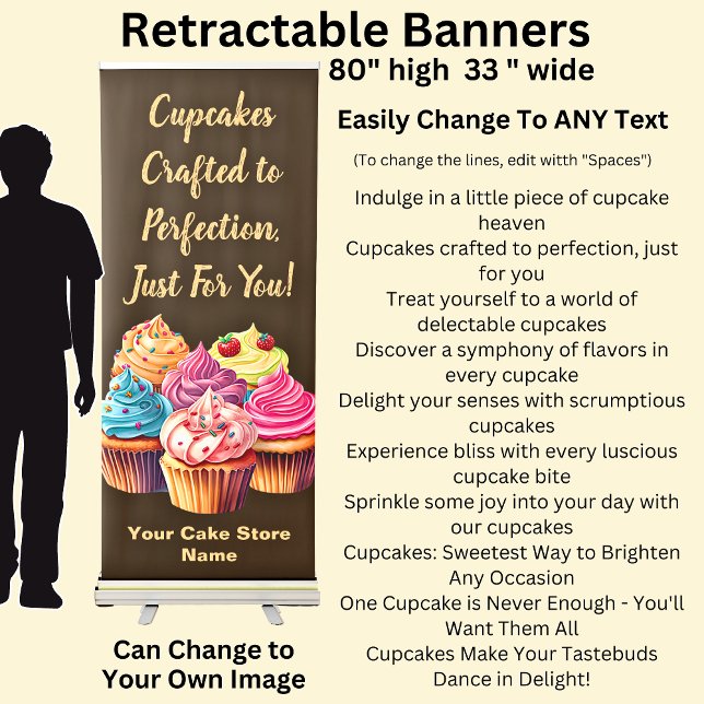 Fully Editable Cupcake Phrase & Cake Store Name Retractable Banner (Creator Uploaded)