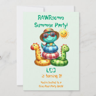 Fully Editable Dinosaur Pool Party Invitation