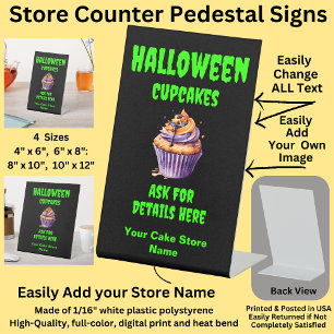 Fully Editable Halloween Cupcakes for Cake Store  Pedestal Sign