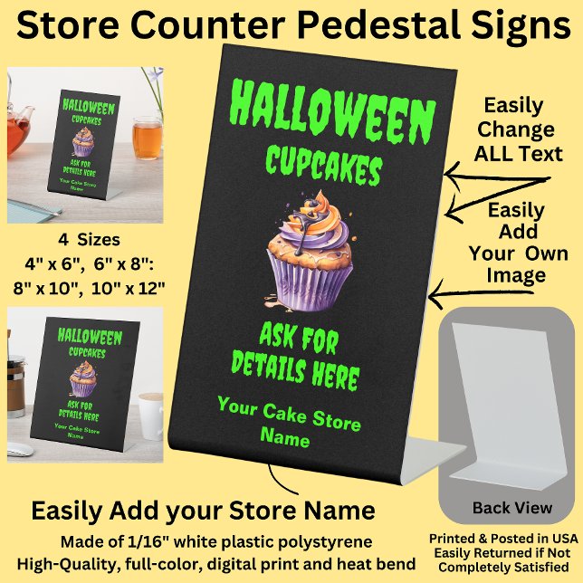 Fully Editable Halloween Cupcakes for Cake Store  Pedestal Sign (Creator Uploaded)