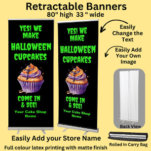 Fully Editable Halloween Cupcakes for Cake Store Retractable Banner