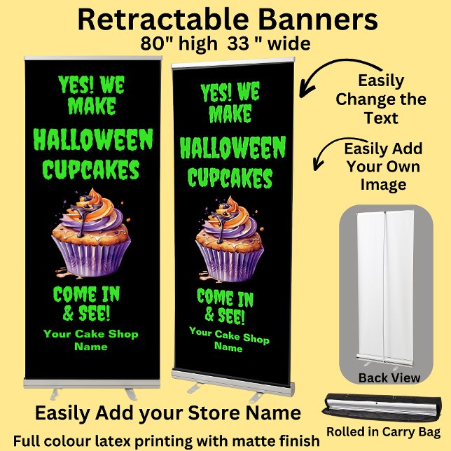 Fully Editable Halloween Cupcakes for Cake Store  Retractable Banner (Creator Uploaded)