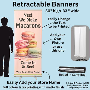 Fully Editable Macarons for Cake Store Retractable Banner