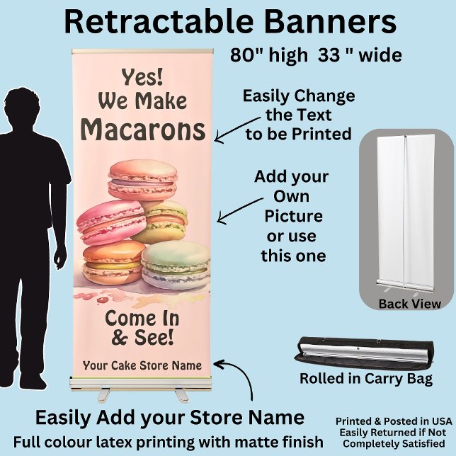 Fully Editable Macarons for Cake Store  Retractable Banner (Creator Uploaded)