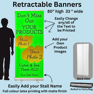 Fully Editable Market Stall Green Fresh Bright Retractable Banner