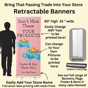 Fully Editable Market Stall Pretty Pink Girl Retractable Banner