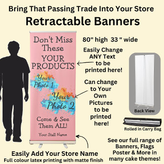 Fully Editable Market Stall Pretty Pink Girl Retractable Banner
