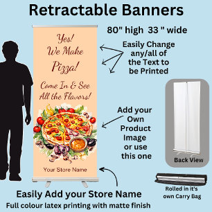 Fully Editable Pizza Retractable Banner
